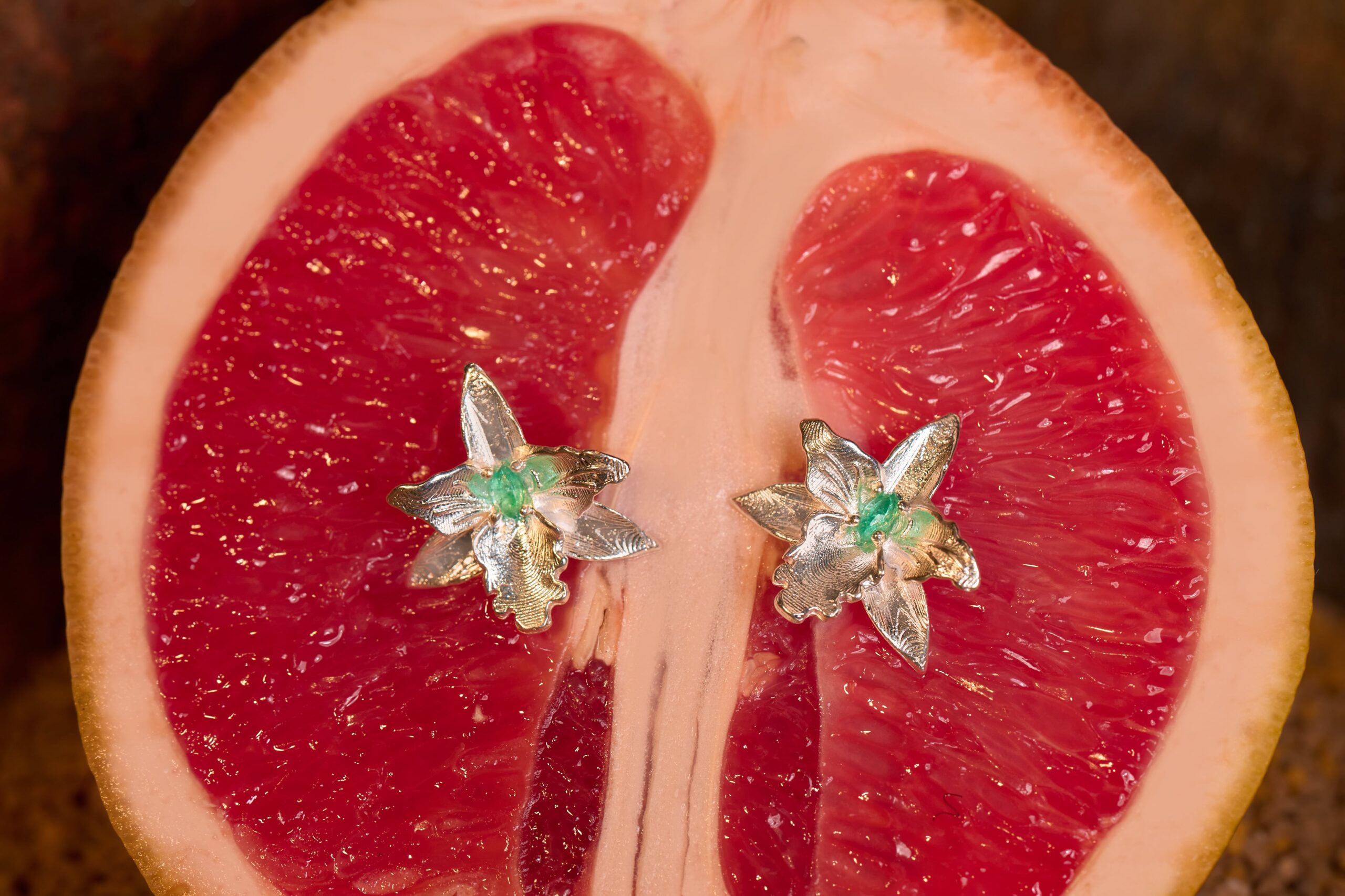 Aretes Esmeralda Terrena (Baño en Oro) - Image 2