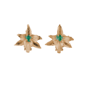 Aretes Esmeralda Terrena (Baño en Oro)